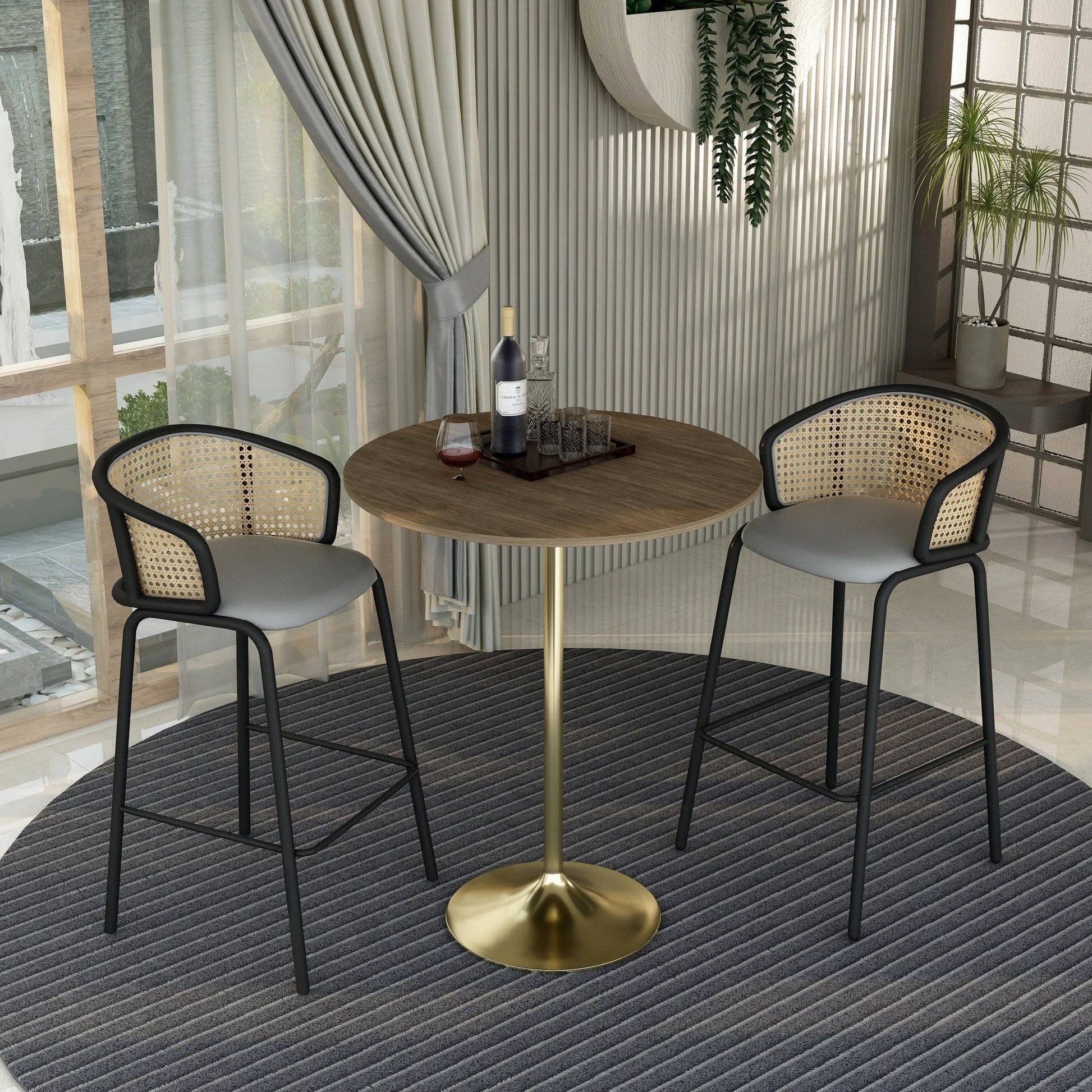 Verve Bar Height Dining Table with 36" Round MDF Top and Gold Stainless Steel Pedestal Base - Elax Furniture