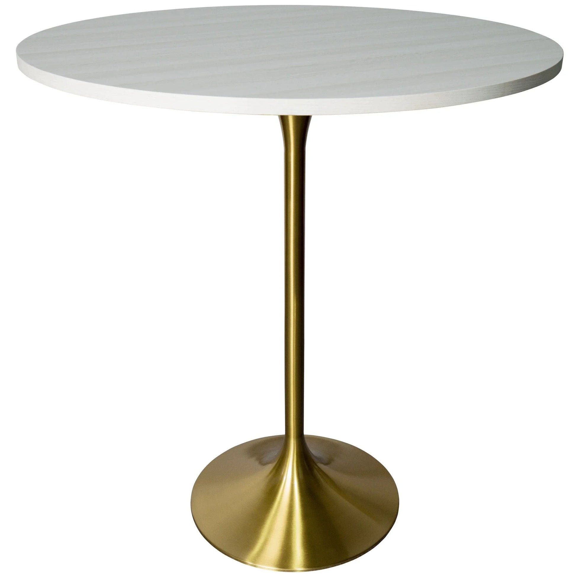 Verve Bar Height Dining Table with 36" Round MDF Top and Gold Stainless Steel Pedestal Base - Elax Furniture