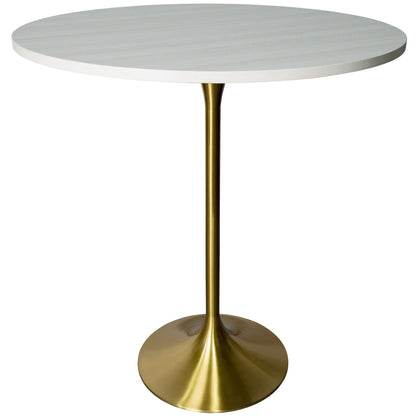 Verve Bar Height Dining Table with 36" Round MDF Top and Gold Stainless Steel Pedestal Base - Elax Furniture