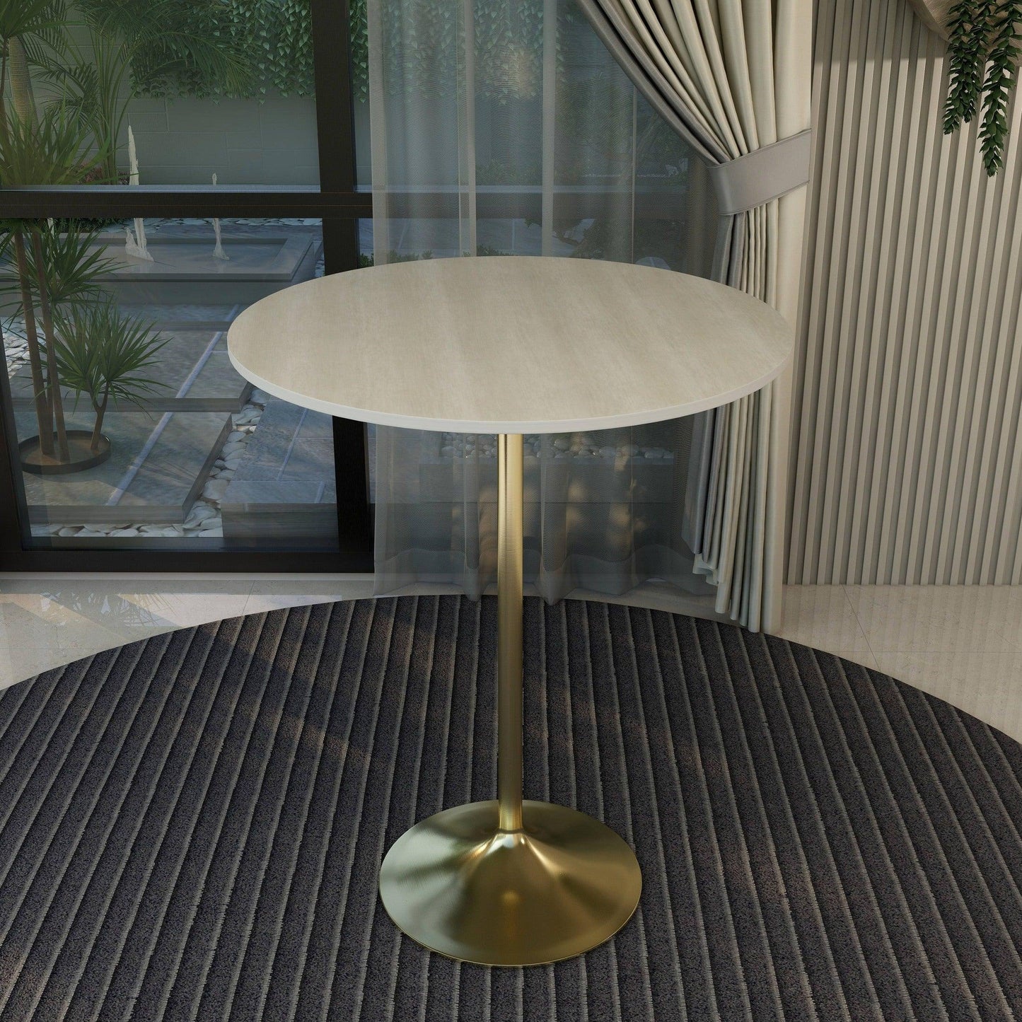 Verve Bar Height Dining Table with 36" Round MDF Top and Gold Stainless Steel Pedestal Base - Elax Furniture