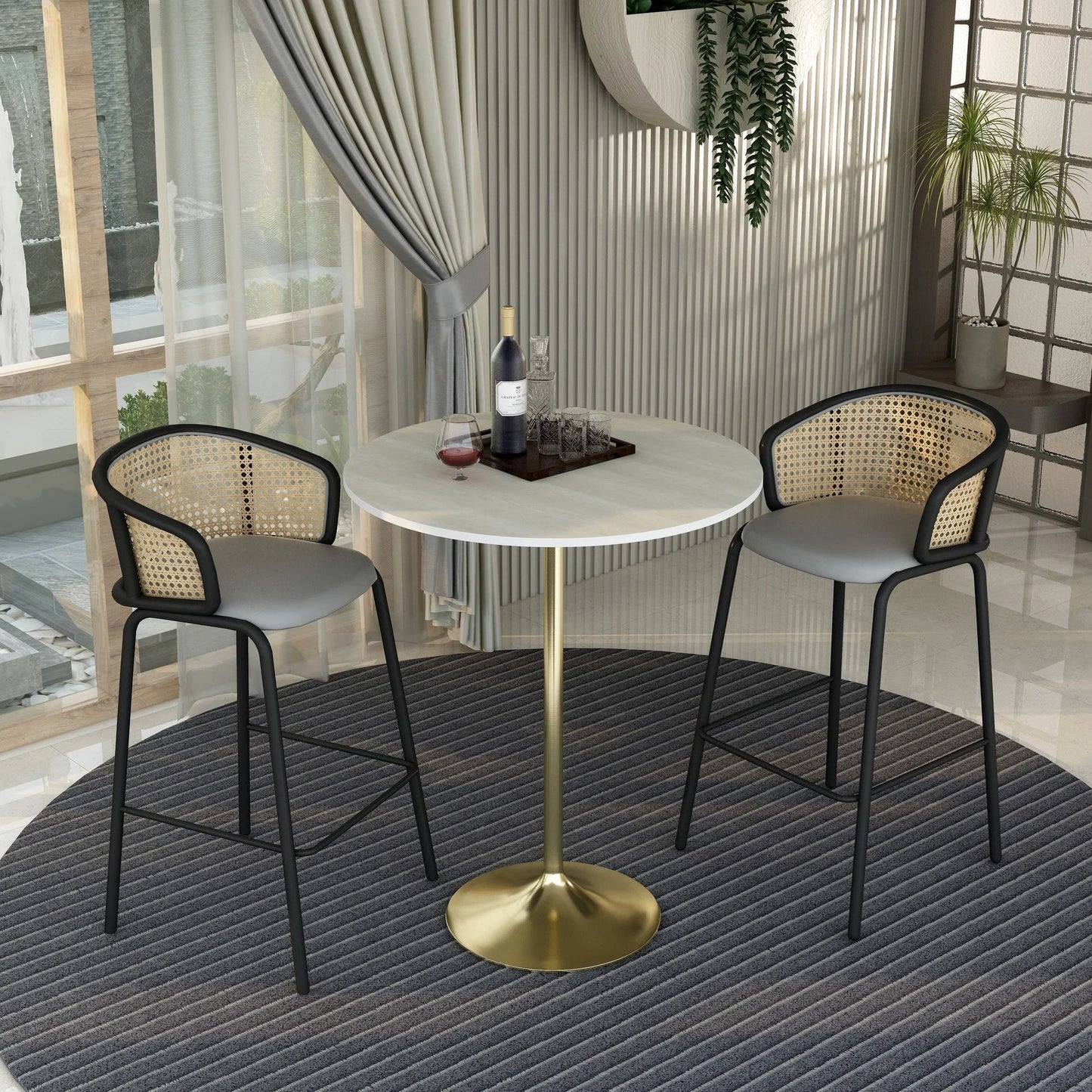 Verve Bar Height Dining Table with 36" Round MDF Top and Gold Stainless Steel Pedestal Base - Elax Furniture