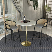 Verve Bar Height Dining Table with 36" Round MDF Top and Gold Stainless Steel Pedestal Base - Elax Furniture