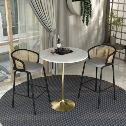 Verve Bar Height Dining Table with Round White Resin Top and Gold Stainless Steel Base - Elax Furniture