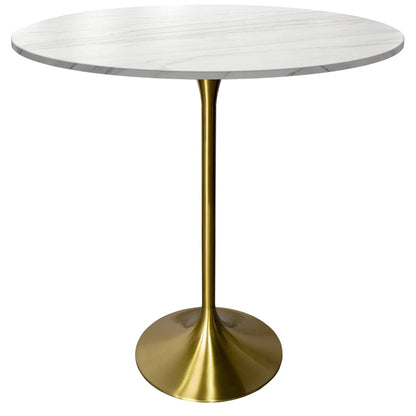 Verve Bar Height Dining Table with 36" Round Sintered Stone Top and Gold Stainless Steel Base - Elax Furniture