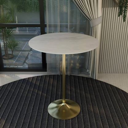 Verve Bar Height Dining Table with 36" Round Sintered Stone Top and Gold Stainless Steel Base - Elax Furniture