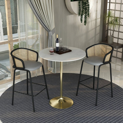 Verve Bar Height Dining Table with 36" Round Sintered Stone Top and Gold Stainless Steel Base - Elax Furniture