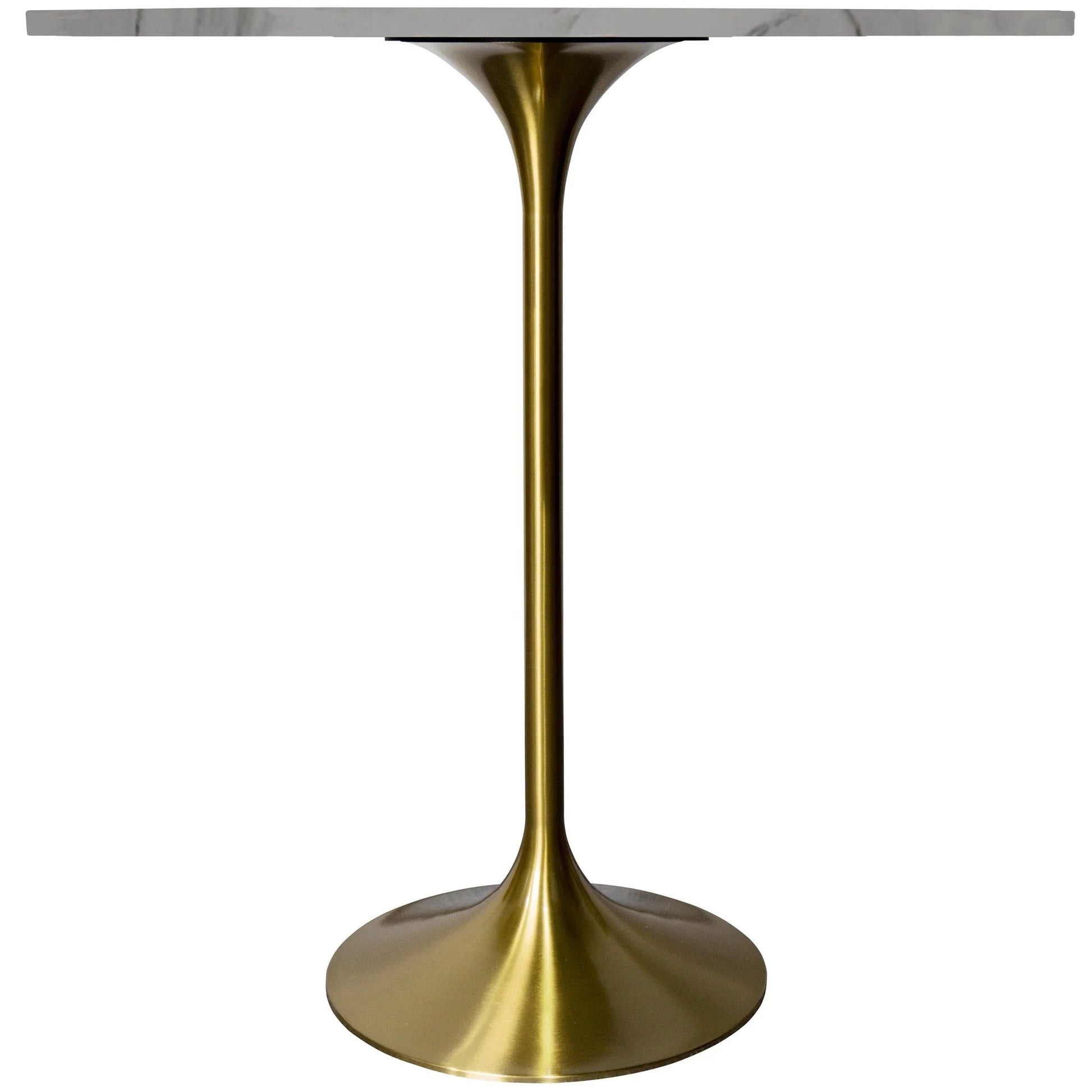 Verve Bar Height Dining Table with 36" Round Sintered Stone Top and Gold Stainless Steel Base - Elax Furniture