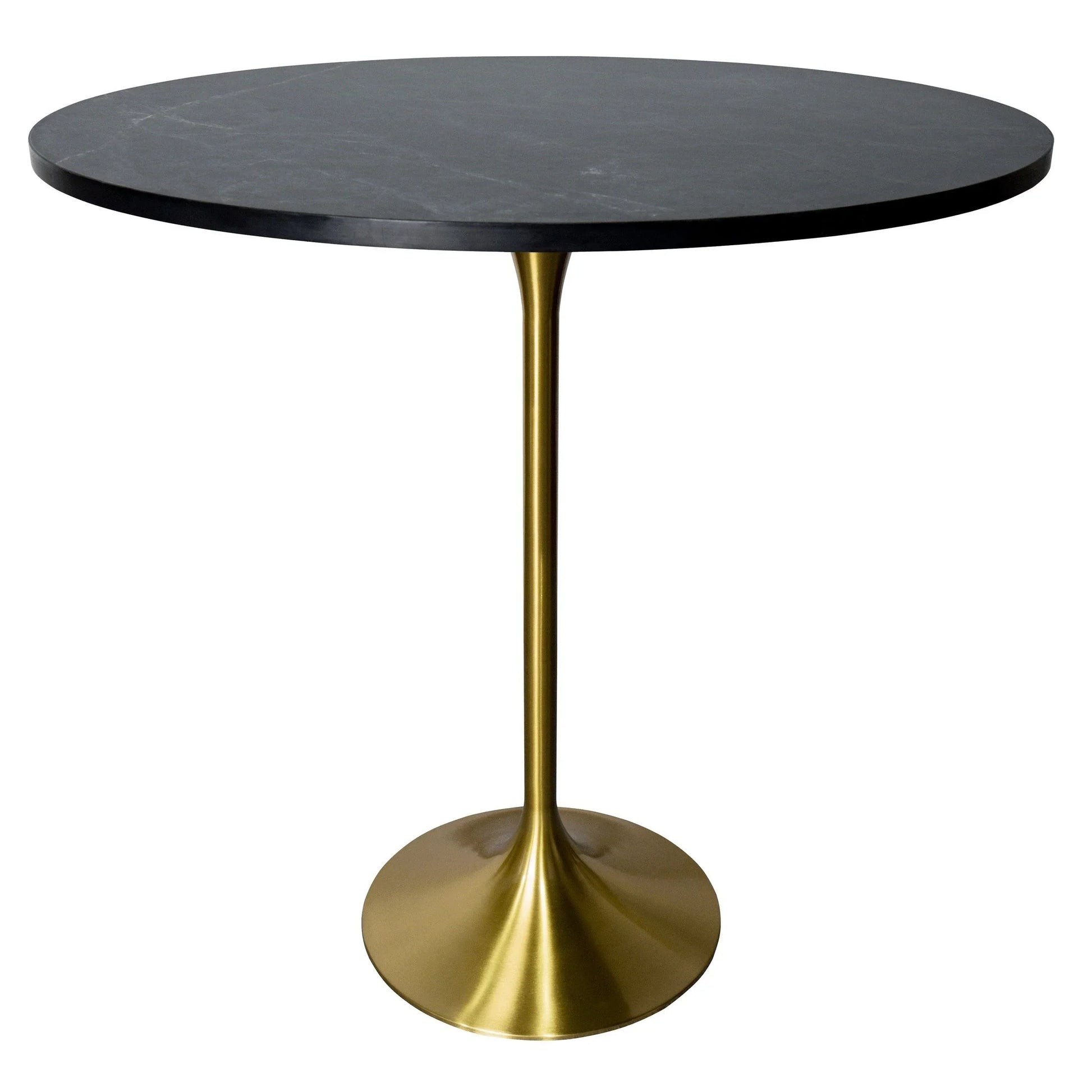 Verve Bar Height Dining Table with 48" Round MDF Top and Gold Stainless Steel Pedestal Base - Elax Furniture