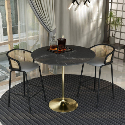 Verve Bar Height Dining Table with 48" Round MDF Top and Gold Stainless Steel Pedestal Base - Elax Furniture