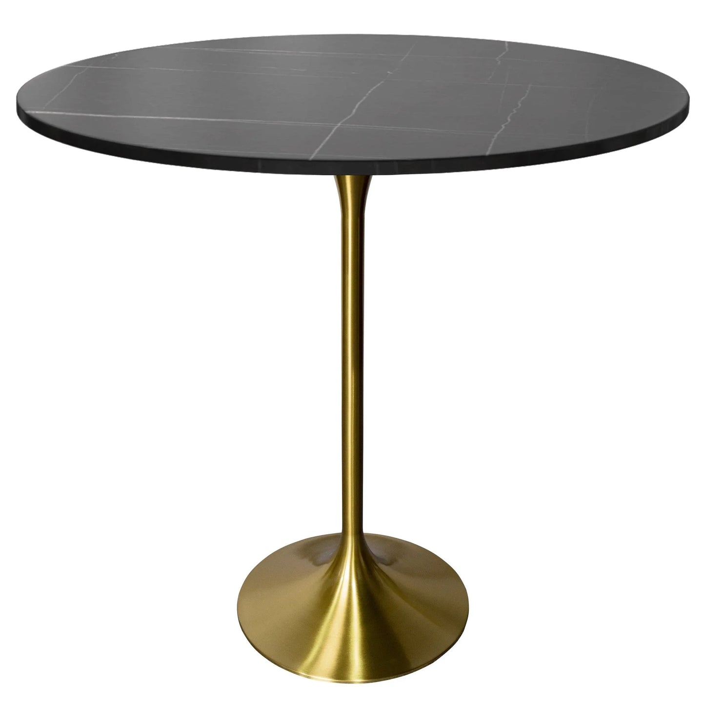 Verve Bar Height Dining Table with 48" Round Sintered Stone Top and Gold Stainless Steel Base - Elax Furniture