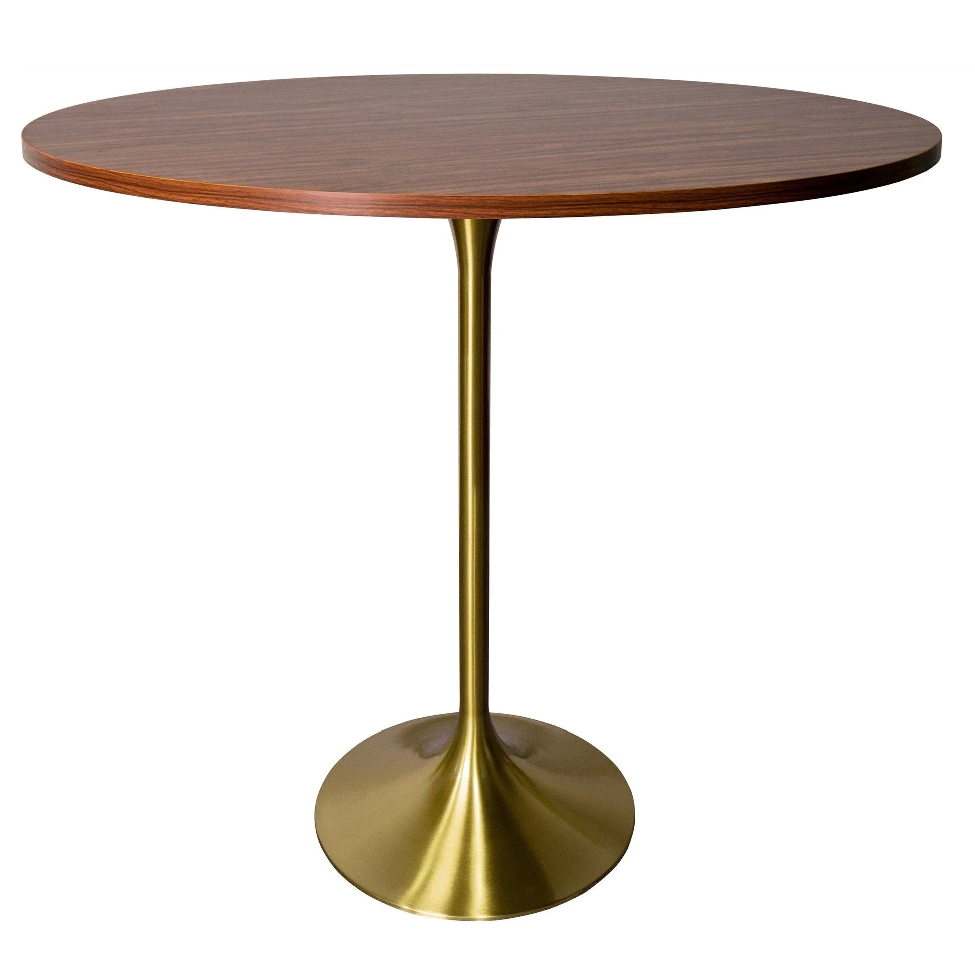 Verve Bar Height Dining Table with 48" Round MDF Top and Gold Stainless Steel Pedestal Base - Elax Furniture