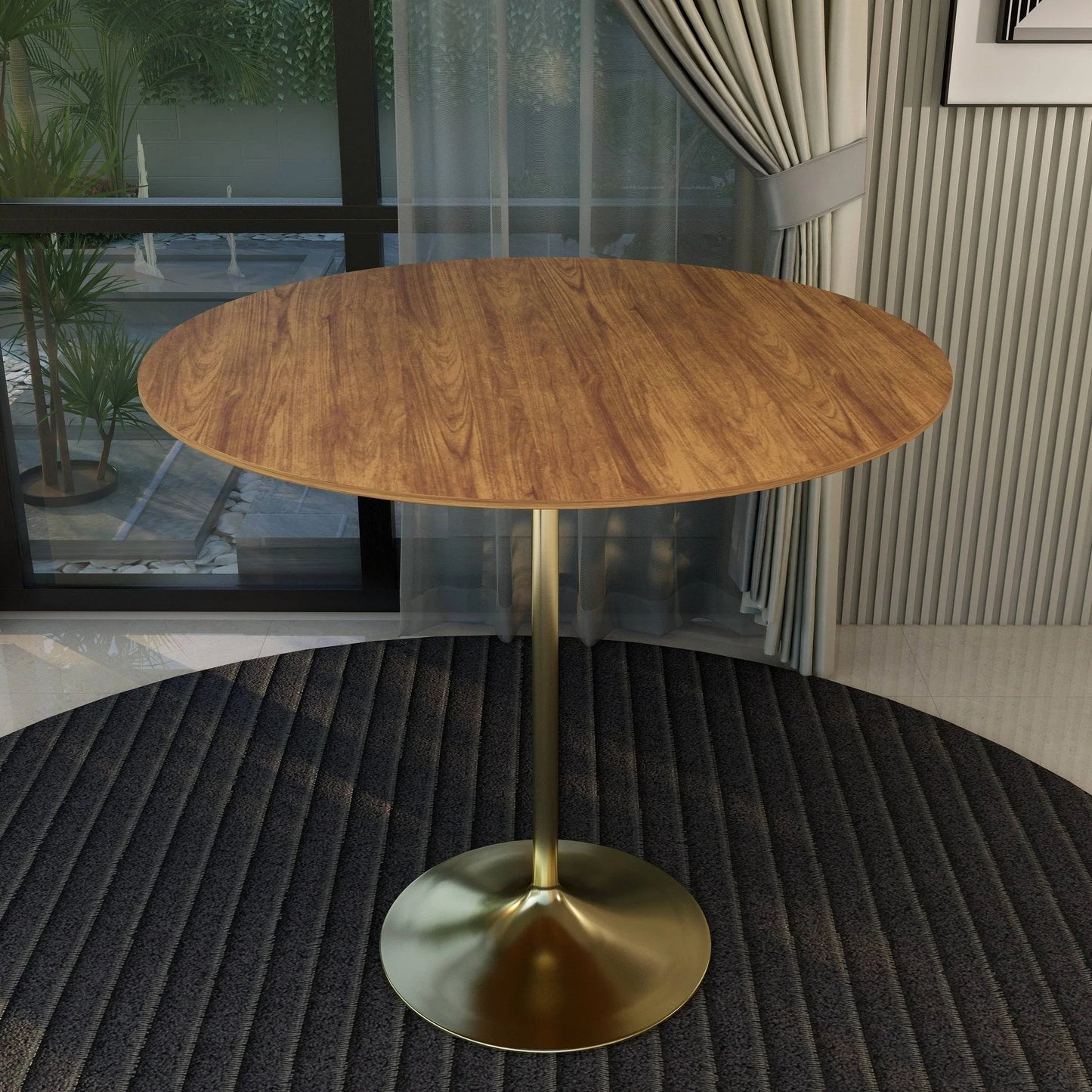 Verve Bar Height Dining Table with 48" Round MDF Top and Gold Stainless Steel Pedestal Base - Elax Furniture