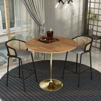 Verve Bar Height Dining Table with 48" Round MDF Top and Gold Stainless Steel Pedestal Base - Elax Furniture