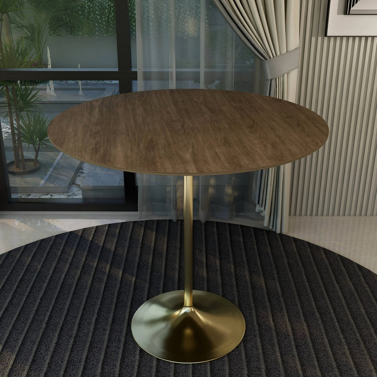 Verve Bar Height Dining Table with 48" Round MDF Top and Gold Stainless Steel Pedestal Base - Elax Furniture