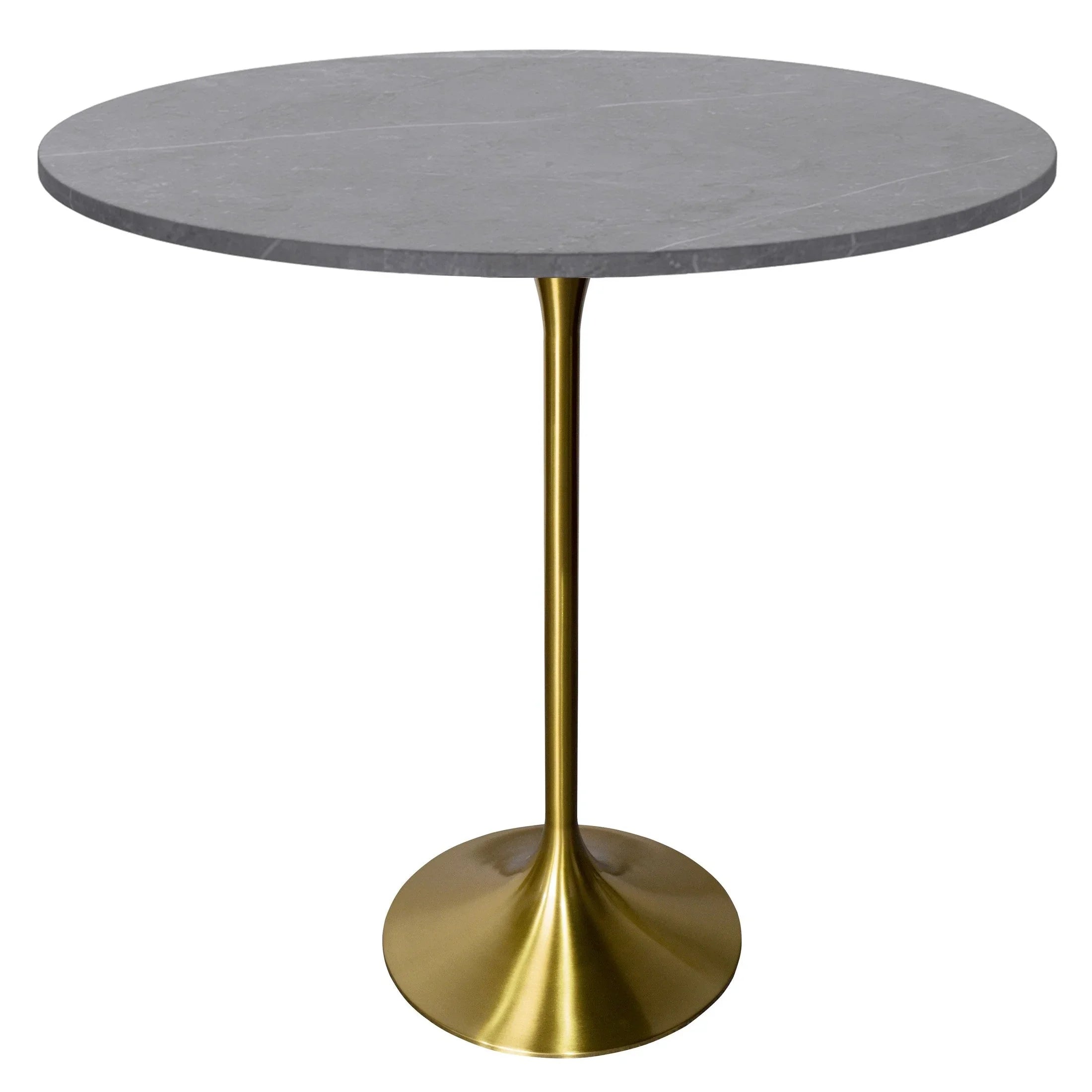 Verve Bar Height Dining Table with 48" Round Sintered Stone Top and Gold Stainless Steel Base - Elax Furniture
