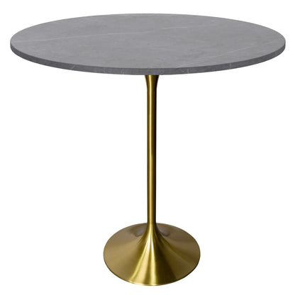 Verve Bar Height Dining Table with 48" Round Sintered Stone Top and Gold Stainless Steel Base - Elax Furniture