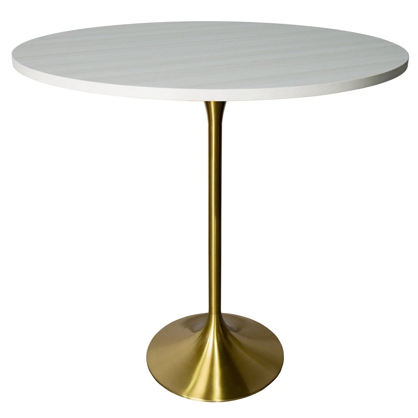 Verve Bar Height Dining Table with 48" Round MDF Top and Gold Stainless Steel Pedestal Base - Elax Furniture