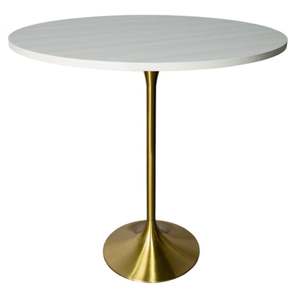 Verve Bar Height Dining Table with 48" Round MDF Top and Gold Stainless Steel Pedestal Base - Elax Furniture