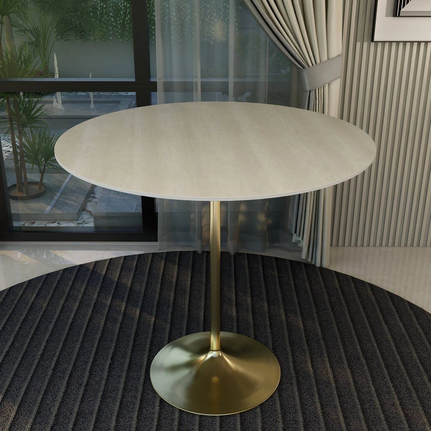 Verve Bar Height Dining Table with 48" Round MDF Top and Gold Stainless Steel Pedestal Base - Elax Furniture