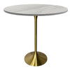 Verve Bar Height Dining Table with Round White Resin Top and Gold Stainless Steel Base