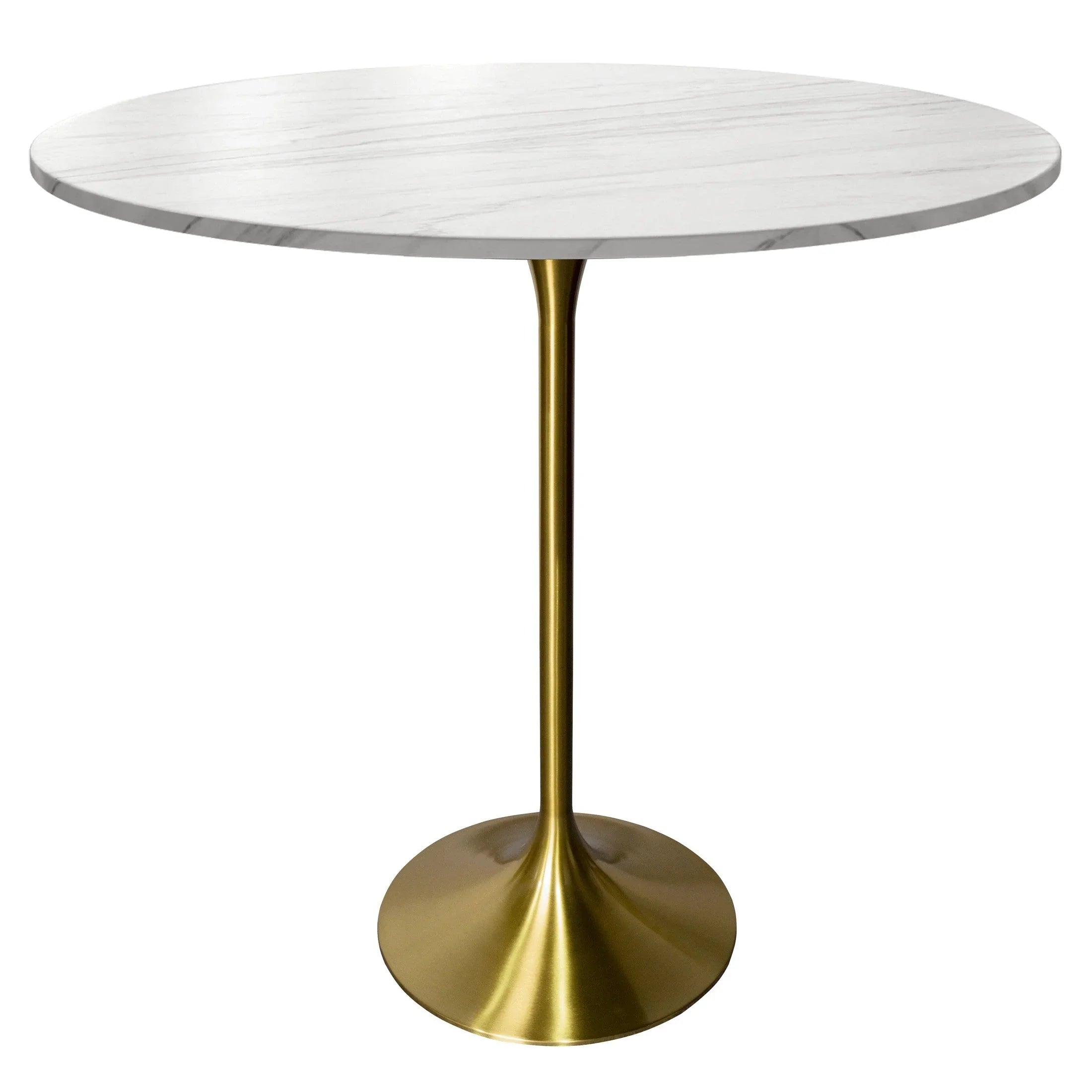 Verve Bar Height Dining Table with 48" Round Sintered Stone Top and Gold Stainless Steel Base - Elax Furniture