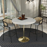 Verve Bar Height Dining Table with 48" Round Sintered Stone Top and Gold Stainless Steel Base - Elax Furniture