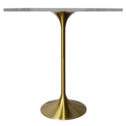 Verve Bar Height Dining Table with 48" Round Sintered Stone Top and Gold Stainless Steel Base - Elax Furniture