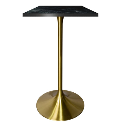 LeisureMod Verve 24" Square Top Bar Height Table, Brushed Gold/Black/White Stainless Steel Base with MDF Table Top - Elax Furniture