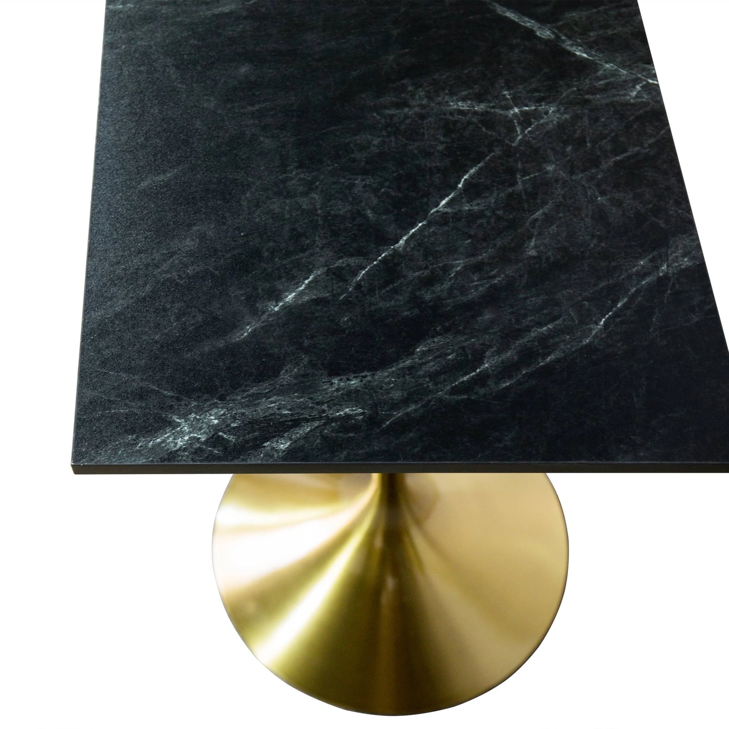 LeisureMod Verve 24" Square Top Bar Height Table, Brushed Gold/Black/White Stainless Steel Base with MDF Table Top - Elax Furniture