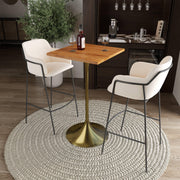 LeisureMod Verve 24" Square Top Bar Height Table, Brushed Gold/Black/White Stainless Steel Base with MDF Table Top - Elax Furniture