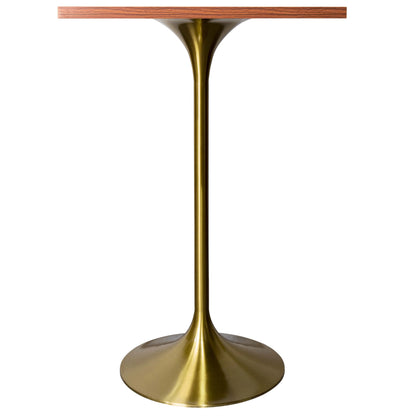 LeisureMod Verve 24" Square Top Bar Height Table, Brushed Gold/Black/White Stainless Steel Base with MDF Table Top - Elax Furniture