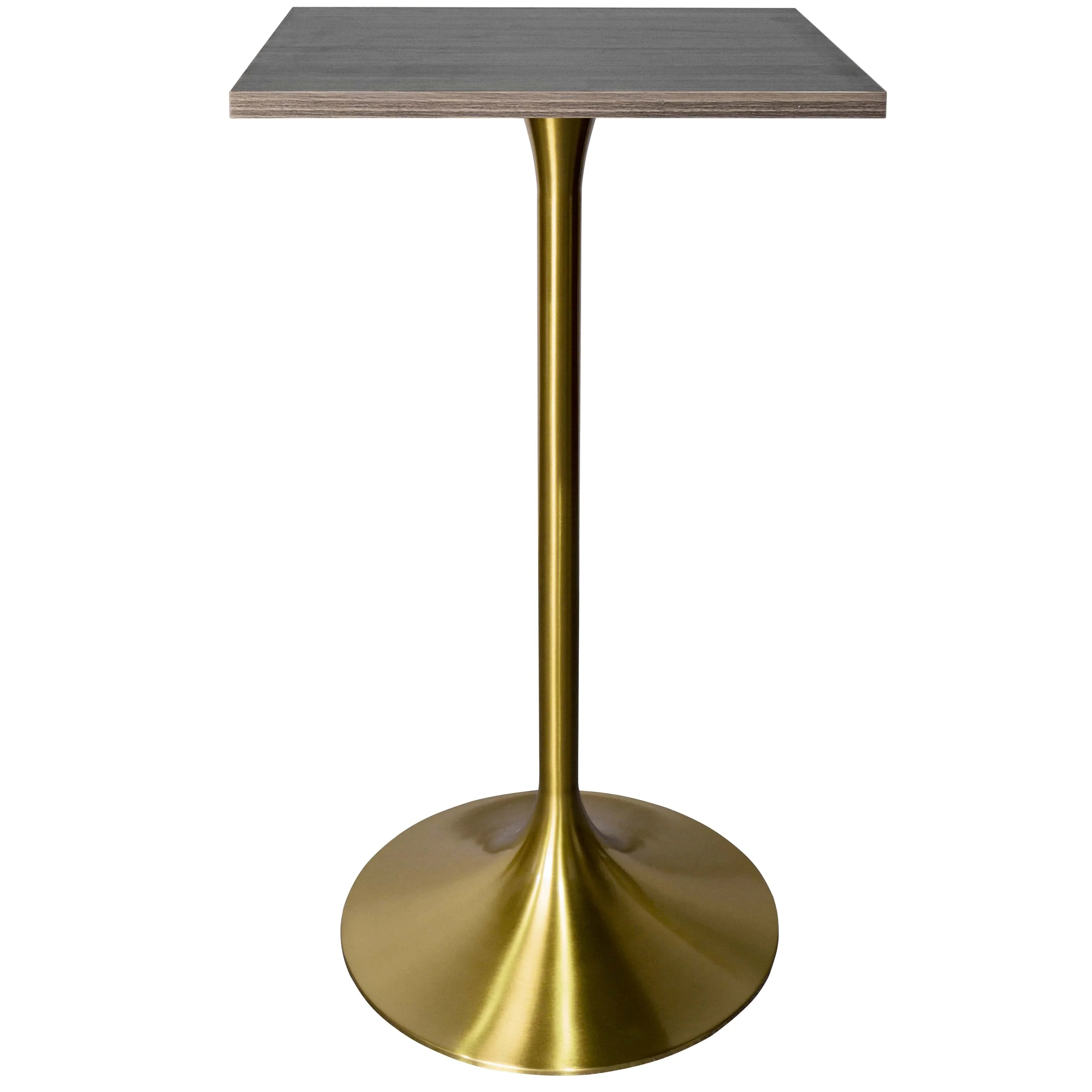 LeisureMod Verve 24" Square Top Bar Height Table, Brushed Gold/Black/White Stainless Steel Base with MDF Table Top - Elax Furniture