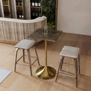 LeisureMod Verve 24" Square Top Bar Height Table, Brushed Gold/Black/White Stainless Steel Base with MDF Table Top - Elax Furniture