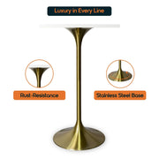 LeisureMod Verve 24" Square Top Bar Height Table, Brushed Gold/Black/White Stainless Steel Base with MDF Table Top - Elax Furniture