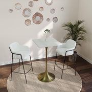 LeisureMod Verve 24" Square Top Bar Height Table, Brushed Gold/Black/White Stainless Steel Base with MDF Table Top - Elax Furniture