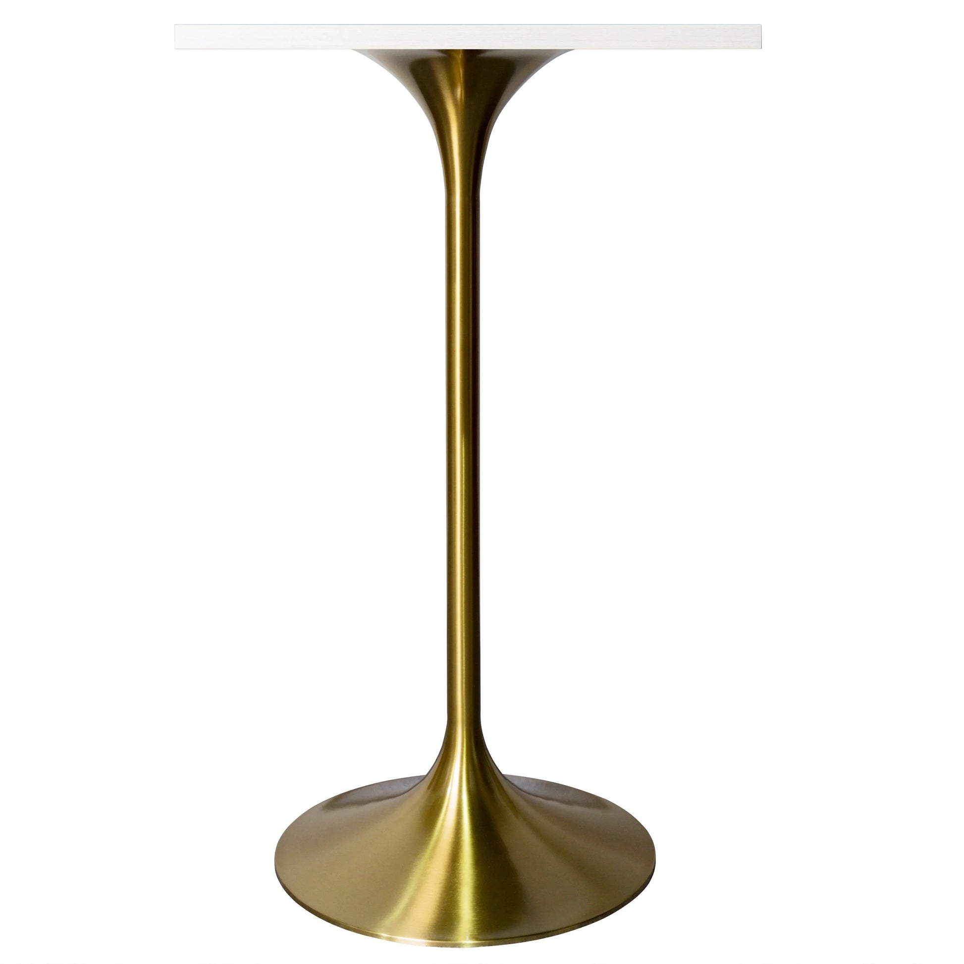 LeisureMod Verve 24" Square Top Bar Height Table, Brushed Gold/Black/White Stainless Steel Base with MDF Table Top - Elax Furniture