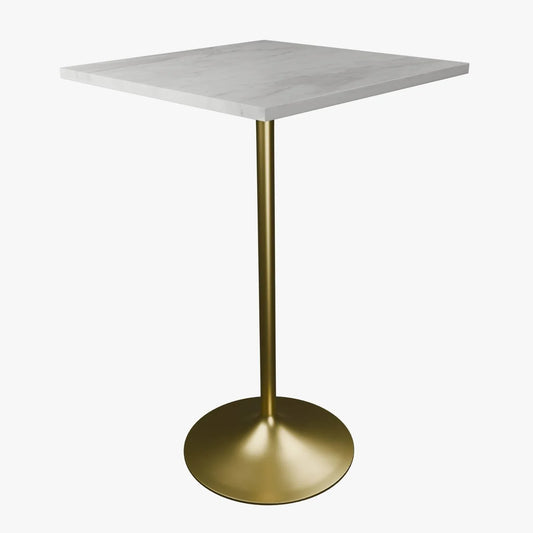 Verve Bar Height Dining Table with Square Resin Top and Gold Stainless Steel Base - Elax Furniture