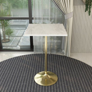 Verve Bar Height Dining Table with Square Resin Top and Gold Stainless Steel Base - Elax Furniture