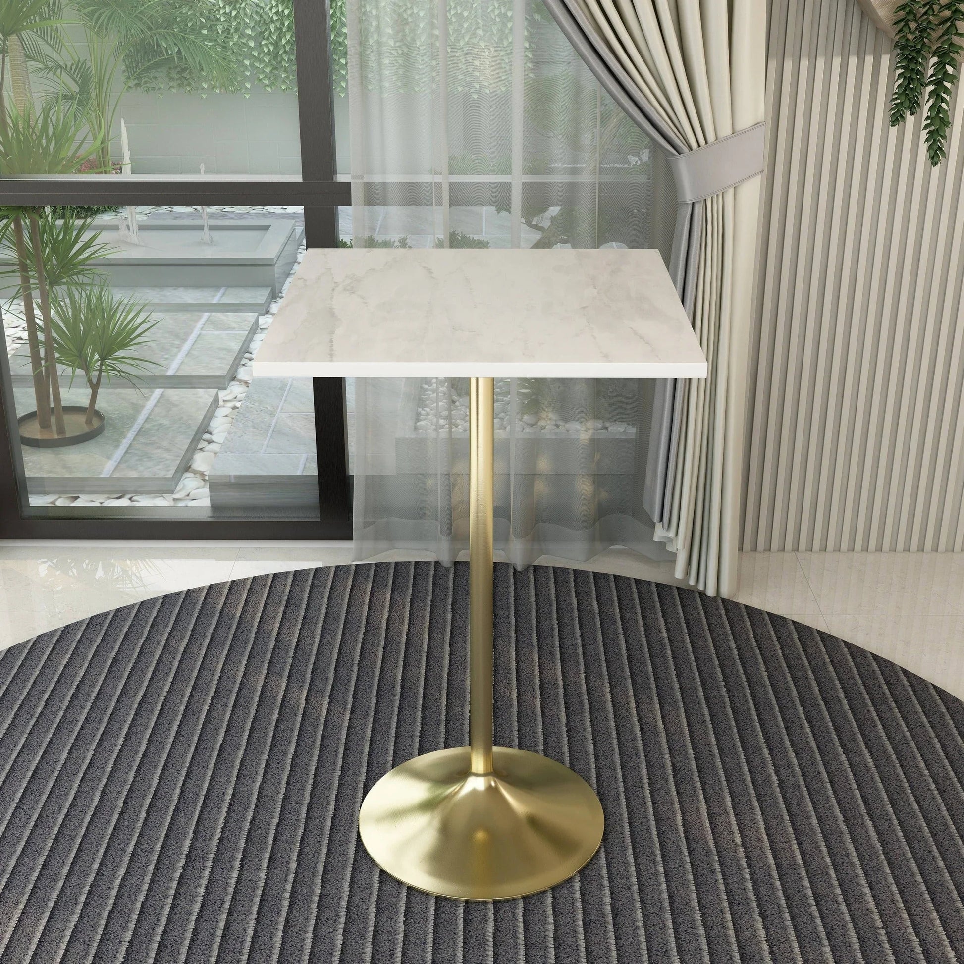 Verve Bar Height Dining Table with Square Resin Top and Gold Stainless Steel Base - Elax Furniture