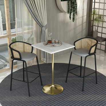 Verve Bar Height Dining Table with Square Resin Top and Gold Stainless Steel Base - Elax Furniture