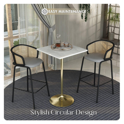 Verve Bar Height Dining Table with Square Resin Top and Gold Stainless Steel Base - Elax Furniture