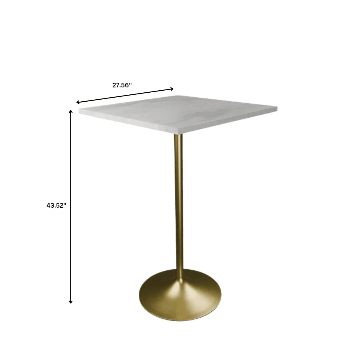 Verve Bar Height Dining Table with Square Resin Top and Gold Stainless Steel Base - Elax Furniture