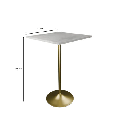 Verve Bar Height Dining Table with Square Resin Top and Gold Stainless Steel Base - Elax Furniture