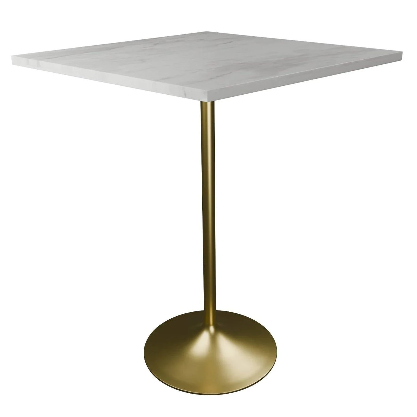 Verve Bar Height Dining Table with Square Resin Top and Gold Stainless Steel Base - Elax Furniture