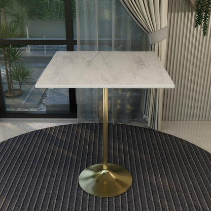 Verve Bar Height Dining Table with Square Resin Top and Gold Stainless Steel Base - Elax Furniture
