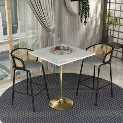 Verve Bar Height Dining Table with Square Resin Top and Gold Stainless Steel Base - Elax Furniture