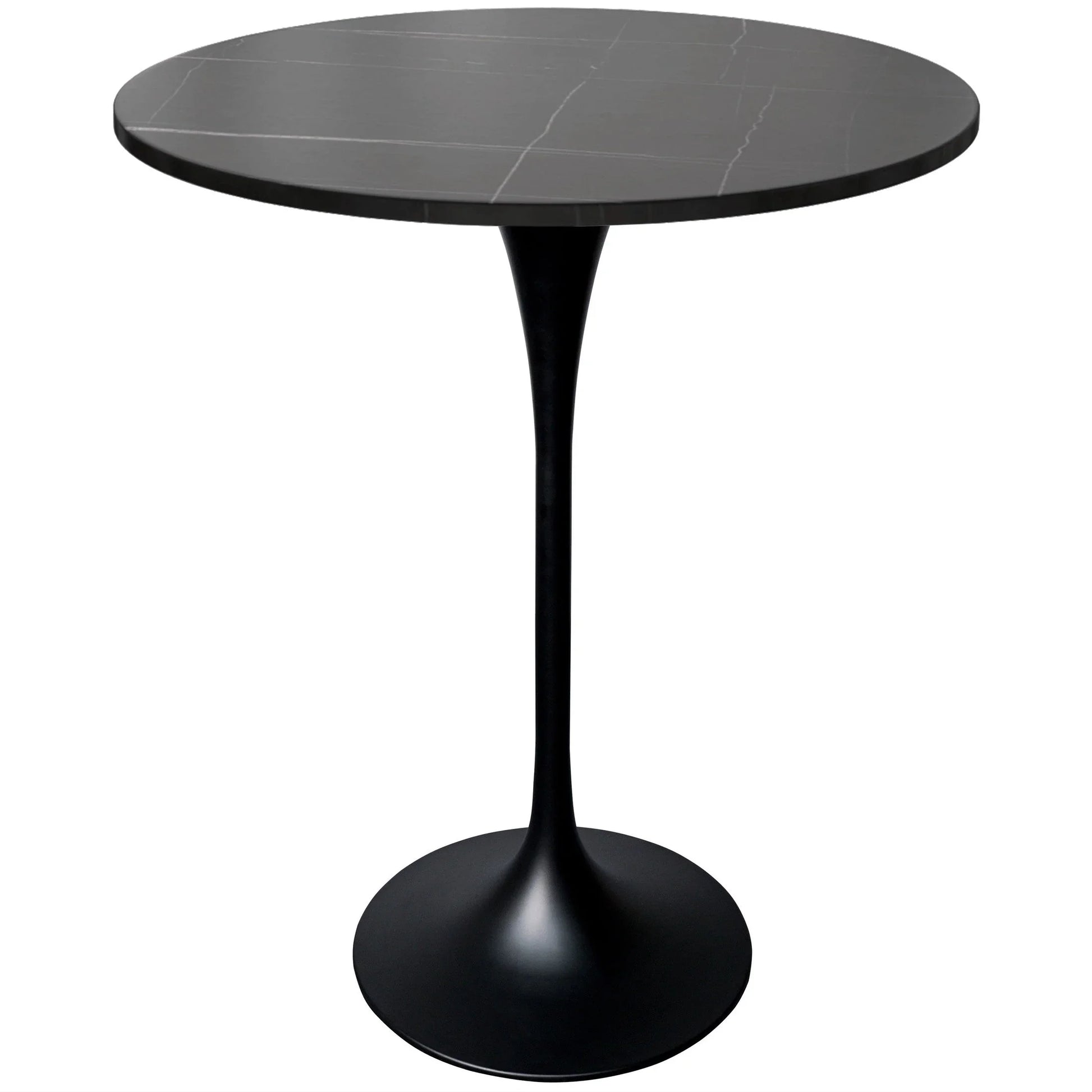 Verve Bar Height Dining Table with 27" Round Sintered Stone Top and Black Stainless Steel Base - Elax Furniture