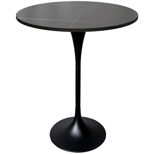 Verve Bar Height Dining Table with 27" Round Sintered Stone Top and Black Stainless Steel Base - Elax Furniture