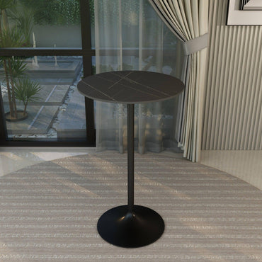 Verve Bar Height Dining Table with 27" Round Sintered Stone Top and Black Stainless Steel Base - Elax Furniture