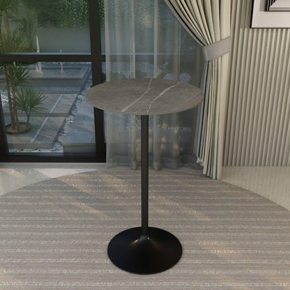 Verve Bar Height Dining Table with 27" Round Sintered Stone Top and Black Stainless Steel Base - Elax Furniture